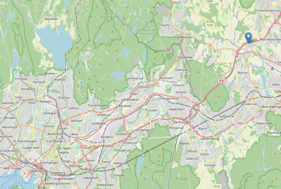 Kart som viser Coromatic AS hovedkontor på Kjeller